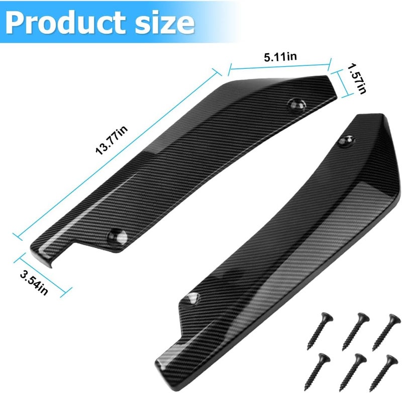 Mandark 2PCS Car Rear Bumper Diffuser Spoilers, Anti-Scratch Vehicle Rear Bumper Lip Diffuser Splitter Canard Protector, Auto Front Bumper Side Skirt Spoiler Splitter Lip Body Kit (Carbon Fiber) - Image 2